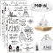 BOOMTOP 4 Blatt Rub On Sticker Maritim Transferaufkleber Meer Rub Ons Selbstklebend Ahoi Moin Maritime Sprüche Aufkleber Rub On Folie für Glas Holz Raysin Keramik Schwarz DIY Geschenkideen
