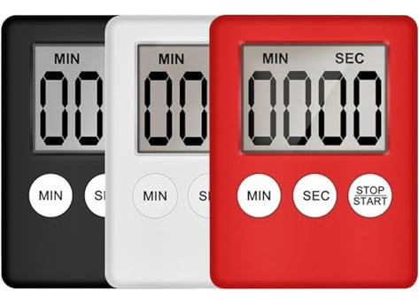 Digitaler Timer und Stoppuhr, 3 Stück Küchentimer Digital Multifunktionstimer Tragbar Kurzzeitwecker Elektronische Eieruhr mit Display für Küche Schule Sport Büro