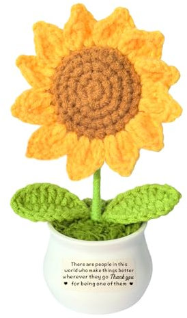 QMVMV Thank You Gift for Women Men - Handmade Positive Sunflower Crochet Pot Presents,Appreciation Teacher Coworker Farewell Gift Graduation Appreciation for Boss Nurse Day School Assistant Staff