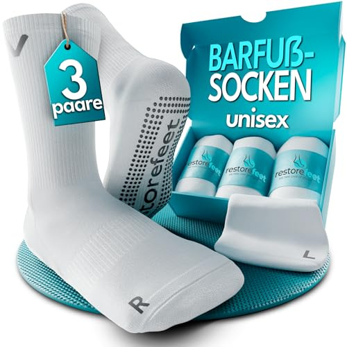 RestoreFeet Barfußsocken Unisex – Stoppersocken Herren Damen – Rutschfeste Socken aus Baumwolle für Yoga