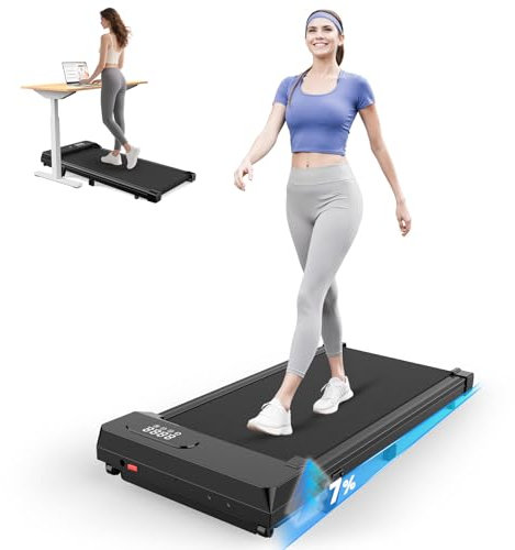 HomeFitnessCode Walking Pad für Zuhause mit Neigung - Laufband Laufpad Steigung Walkpad Untertisch Elektrisch 1-8 KMH Walking Band, Glänzend Schwarz