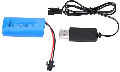 Naroote Batterie 7.4 V, Chargeur de Batterie RC Charge MODIFICATEUR RECHARGÉable 7.4V 500mAh avec de Câble USB 500mAh de Voiture RC Rechargeable pour la Voiture WPL/Crawler