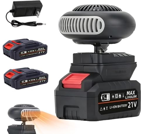Battery Operated Heater, Battery Powered Heater with Anti-Tilt, Portable Cordless Rechargeable Heaters for Car Camping, 1500mAh Fast Long Lasting Heating (5-cell Battery * 2)