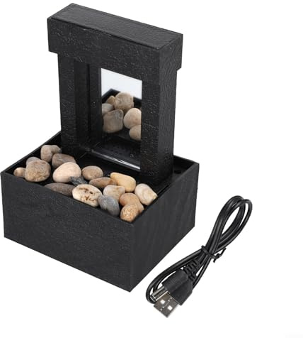 Fontaine de table avec design d'eau qui coule, USB et piles Mini fontaine d'intérieur pour décoration de maison, bureau et restaurant (B)