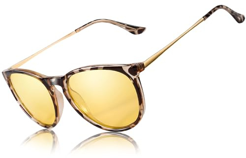 TJUTR Polarisierte Nachtfahrtbrille für Autofahren Damen und Herren HD Gelbe Nacht Vision Blendschutz Brille