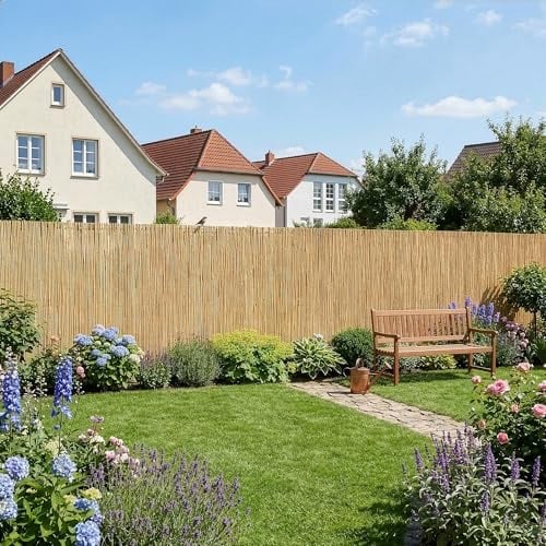 casa.pro Schilfrohrmatte Abbateggio Schilfmatte 150 x 500 cm Balkon Sichtschutz Zaun Schilfzaun Garten Balkonverkleidung Terrasse Gartenzaun Sichtschutzmatte wetterfest