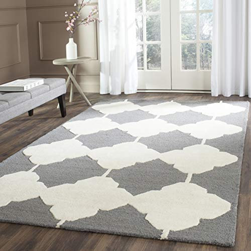 SAFAVIEH Cambridge Collection Accent Rug - 3' x 5', Dark Grey & Ivory, Handmade Moroccan Wool, Ideal for High Traffic Areas in Entryway, Living Room, Bedroom (CAM719D)