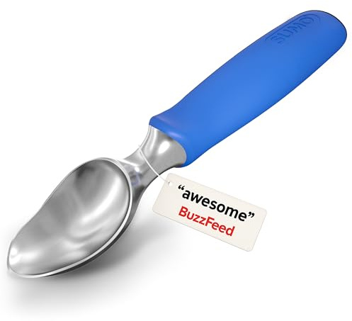 SUMO Ice Cream Scoop - Heavy Duty Stainless Steel Icecream Scooper, Comfortable Non-Slip Grip Handle, Dishwasher Safe for Easy Cleaning, Blue