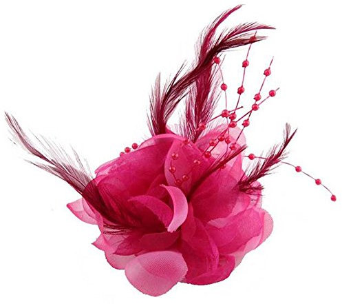Cheerlife Ansteckblume, Haarblume Haarschmuck Haarblüte mit Haarclip Feier Tanz Brosche Blumen Kopfschmuck Bekleidung Zubehör Rosa