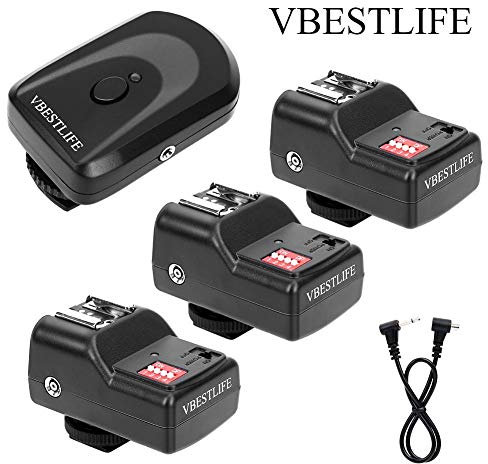 VBESTLIFE 433MHZ Set di Trigger per Flash Wireless a 16 canali: 1 trasmettitore + 3 ricevitori + 1 Cavo di sincronizzazione per, Pentax, Sigma, e Altre unità Flash