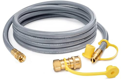 GASPRO 12 Feet 1/2 ID Natural Gas Hose, Low Pressure LPG Hose with Quick Connect, for Weber, Char-broil, Pizza Oven, Patio Heater and More