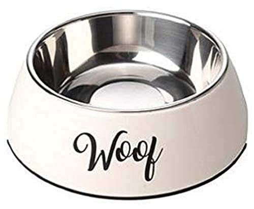 House Of Paws Cream Woof 2 in 1 Dog Bowl, Large