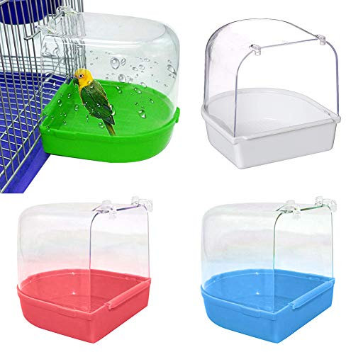 LPxdywlk Haustier Vogel Papageien Transparente Badewanne Badewanne Dusche Box Hängenden Käfig Dekor Zubehör Bad Box Für Vögel Weiß