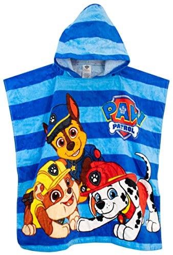 Paw Patrol Boys Towel Poncho Chase Rubble Marshall Blue One Size
