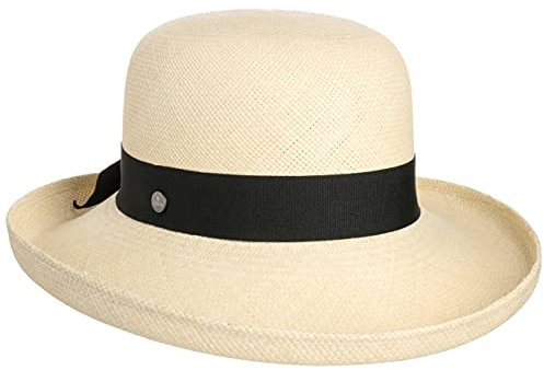 Lierys Sombrero Panamá Pasadena Mujer - Made in Ecuador de Paja Verano con Banda Grosgrain, Grosgrain Primavera/Verano - S (55-56 cm) Natural