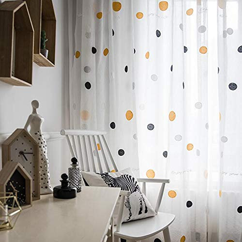 Love Home Kinderzimmer Vorhänge,große Voile Gardine Punkt Drucken Durchsichtig Vorhänge Nordic Tüll Fensterbehandlung Für Schlafzimmer Säugling Jung Baby Weiß 250 * 270cm(98 * 106inch)