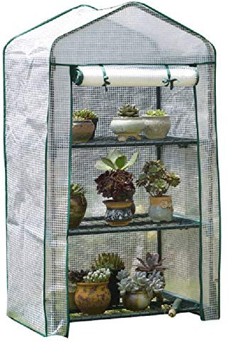 3 Étages Serre de Jardin, Serres Potager avec bâche en PE Fermeture à glissièr Housse De Serre pour Une Tenue de Jardin d'intérieur de Jardin,White_69x49x126cm