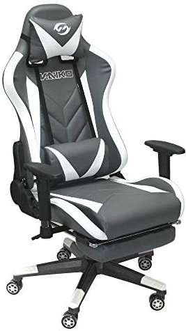 Vaiko Bürostuhl Gaming Schreibtischstuhl Drehstuhl Race Chair Sportsitz + Beinauflage (Grau-weiß)
