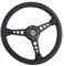 Volante da corsa, 14 pollici / 350 mm per volante da corsa in pelle nera a 6 bulloni stile Cuciture nere con pulsante clacson