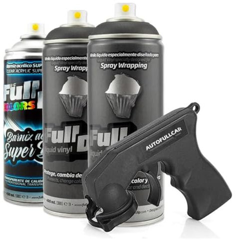 AutoFullCar Full Dip Lot de 2 sprays en vinyle liquide brillant + adaptateur cadeau (noir métallisé)