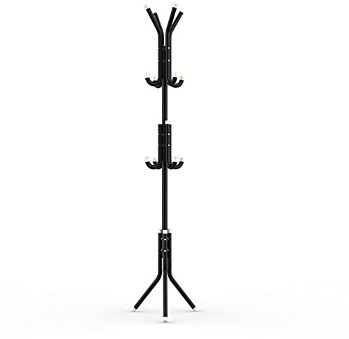 DFANCE Porte-Manteau sur Pied,Vêtements Portemanteau Style Minimaliste,Métal Porte Manteau Perroquet Porte-Manteau 12 Patères pour la Maison Salon Chambre,Noir