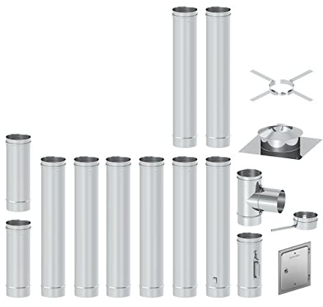 H&M Germany EW FU Edelstahl Sanierungsbausatz 9m Ø180mm 0,6mm Materialstärke Schornstein Kamin Einwandig Sanierung für gemauerten Kamin
