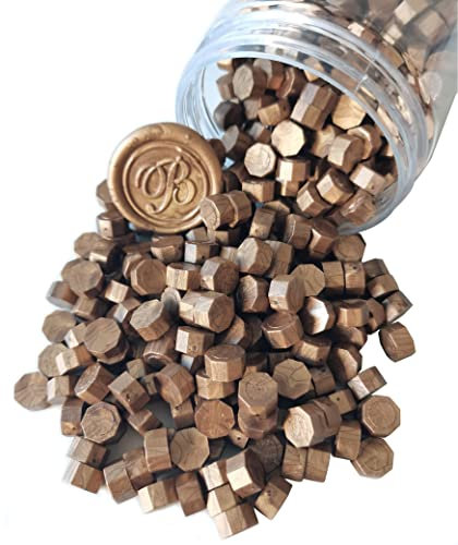400 Stück Siegelwachsperlen für Wachssiegelstempel, PORXFLY Wachssiegelperlen, ideal für Hochzeitseinladungen, Weinpakete, Kartenumschläge, Geschenkverpackung (Bronze)