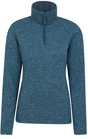 Mountain Warehouse Idris Womens Half-Zip Fleece - Lightweight, Soft, Warm & Cosy Anti-Pill Top - Best for Spring Summer, Camping, Outdoors, Travelling & Hiking Teal 16