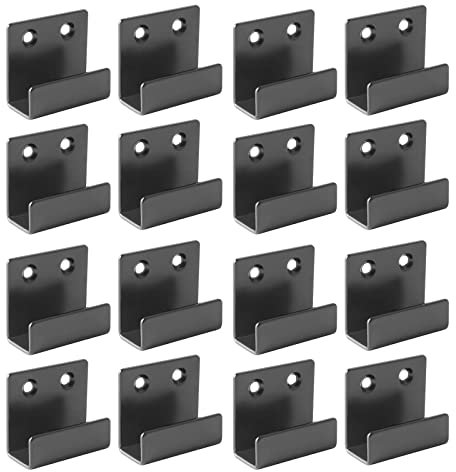 16 Pièces Crochets Mural Robustes avec Vis, Supports de miroir en acier inoxydable, Support Robuste en Acier Inoxydable - Pour la maison (noir, 40 x 20 x 35 mm)
