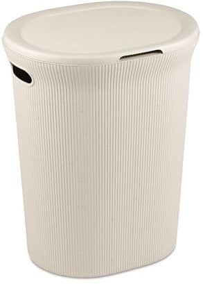 TATAY Cesto de Ropa Baobab, con Tapa, 40L de Capacidad, de Polipropileno, Libre de BPA, Plástico 100% Reciclado, Beige. Medidas: 41 x 33 x 50 cm