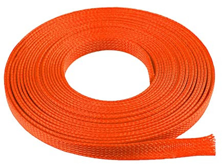 MOCNT 10mm Funda Cable Trenzada Expandible de PET Cable de Manga Trenzado Organizador Cables Manguito Cable Recoge Gestión Cables Cubre Tubo Flexible Proteccion Naranja 5 Metros