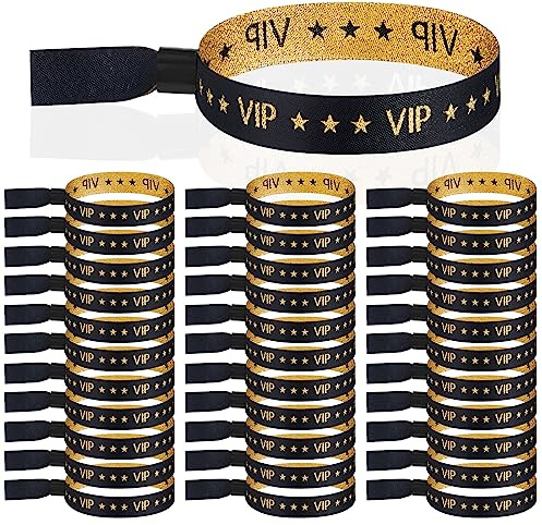 Tigeen 100 Stück VIP-Armbänder, Stoff für Veranstaltungen, Partys, VIP-Armbänder für Hochzeit, Konzert, Messe (schwarz)