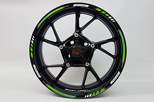 Felgenrand Aufkleber Set für 17 Zoll Felgen Motorrad Auto Racing 1000 Green X710001