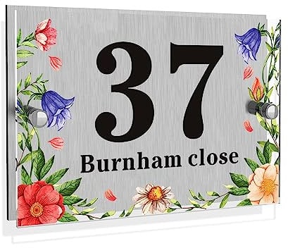 House Numbers Plaques Personalised Door Number Plaques for Wall Acrylic Gate Sign Door Plate with Any Street Number & Address Custom Modern Glass Effect Outside Decoration (Design4, Rectangle)