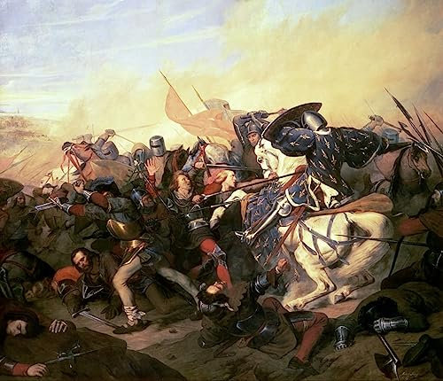 MSTECO Leinwand Wandbild Kunstdruck Leinwand Malerei Poster Berühmt die Schlacht bei Kassel am rd. August von Henry Scheffer für Flurdekoration 60x90cm
