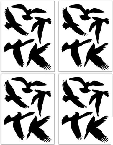 20pezzi Adesivi per Finestre Anti-Collisione per Avviso Uccelli, PVC Adesivi per Vetrofanie forma di uccello Impediscono Agli Uccelli E Alle Persone di Colpire di Vetro(Nero)
