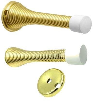 Citystores® Gold Door Stopper | Heavy Duty Spring Spiral Floor Stop for Easy Wall Use | Rubber Base