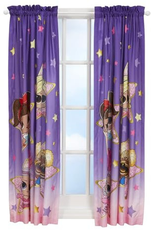 Franco LOL Surprise! Fenstervorhänge für Kinderzimmer, 2-teilig, 160 cm Länge, Violett