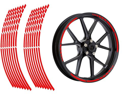 ARTGHJL Adhesivos para Llantas, Pegatinas Llantas Moto, Pegatina del Borde de La Llanta, Reflectante Pegatinas para Llantas, Adhesivos Llantas, para Bicicletas, Motos y Coches, Rojo,16 Piezas