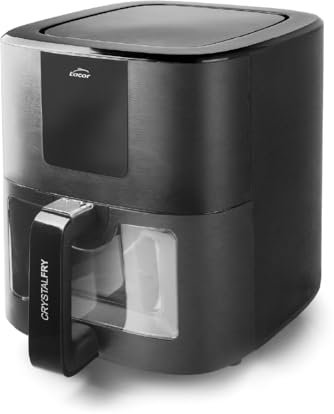 Lacor - 69515 - Freidora sin Aceite CrystalFry, Freidora de Aire, Ventana Transaparente, Panel Led, 8 Programas, Antiadherente, TotalCook Technology, Capacidad: 7 L