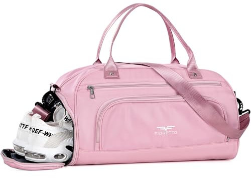 FIORETTO 30L Klein Sporttasche & Reisetasche für Damen und Herren mit Schuhfach & Nassfach Tasche für Sport Fitness & Reisen Trainingstasche, Weekender Gym Bag Rosa