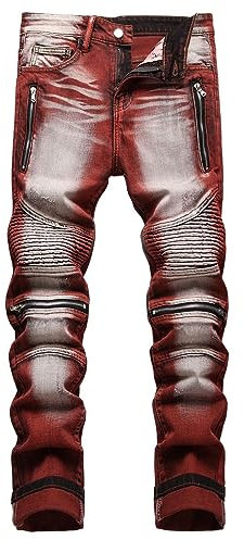 Jeanshose Herren 32/34 Hip Hop Atmungsaktiv Verschleißfest Jeanshosen Straight Y2K mit Print Vintage Baggy Hose Streetwear Relaxed Fit Stretch Weitem Bein Breite Jeans Baggy Jeans