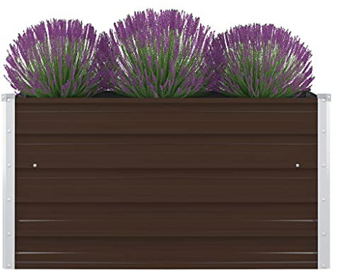 ARKEM Hochbeet 100 x 100 x 45 cm Verzinkter Stahl Braun Kräuterhochbeet zum Selber Bauen, Pflanzkasten aus Metall