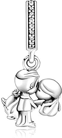 Rimgoris Charm en argent 925 pour femmes Bracelets Collier Couple marié Baiser d'amour Breloque pendante Cadeau