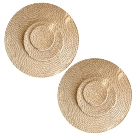 TOPBATHY Sets De Table Résistants À La Chaleur 3 Pièces en Lin Et Paille Tissée Isolants sans Paille pour La Maison Et