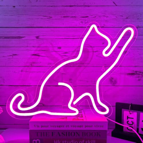 PILOYINDE Neon Schild Katze Led Schild Katze Wanddekoration Neon Licht katze USB leuchtreklame geeignet für Schlafzimmerdekoration Wanddekoration Wohnzimmer Neon Schild Personalisierung