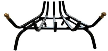 BRUCIALEGNA ANGOLARE CON POMELLI IN OTTONE IN FERRO BATTUTO VERNICIATO 40 CM