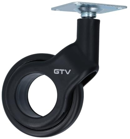 MS Beschläge Design-Lenkrolle Möbelrolle Ø 60mm Möbeltransportrolle Schwarz kugelgelagert Schrankrolle Plattenmontage Laufrolle Bockrolle 30kg Traglast (Ohne Bremse, 1)