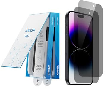 Anker 2 Pack for iPhone 14 Pro Max Privacy Screen Protector, Anti-Spy HD Tempered-Glass Privacy Screen Protector, Easy Installation Exclusively for iPhone 14 Pro Max(2-Pack)