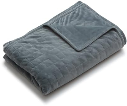 YnM Fuzzy Duvet Cover for Weighted Blankets (60''x80'')- Grey Square Print